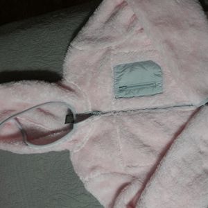 Xersion Zippered/hoodie girl's jacket xl 16 pink gray trimming